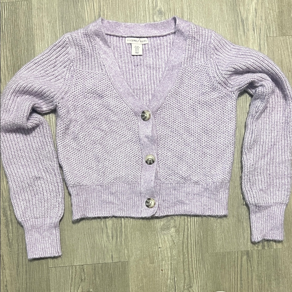 Sincerely Jules Lavender Button-Up Cardigan